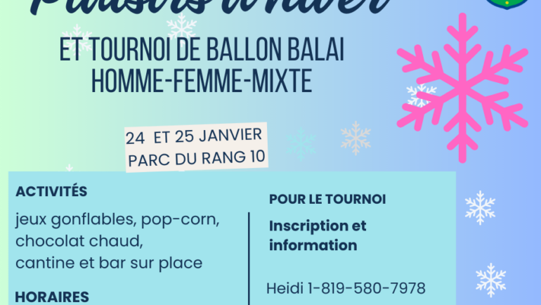 Plaisirs d’hiver 24 et 25 janvier!